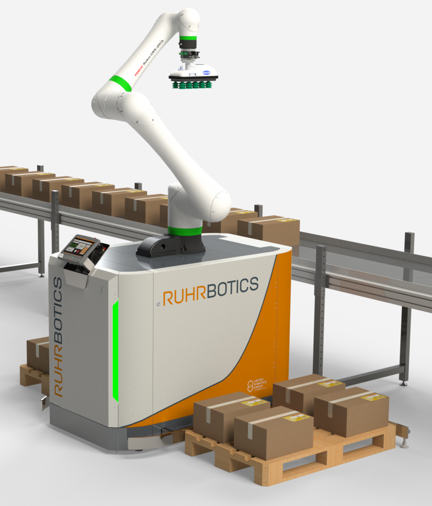 Ruhrbotics Palettierroboter am Förderband